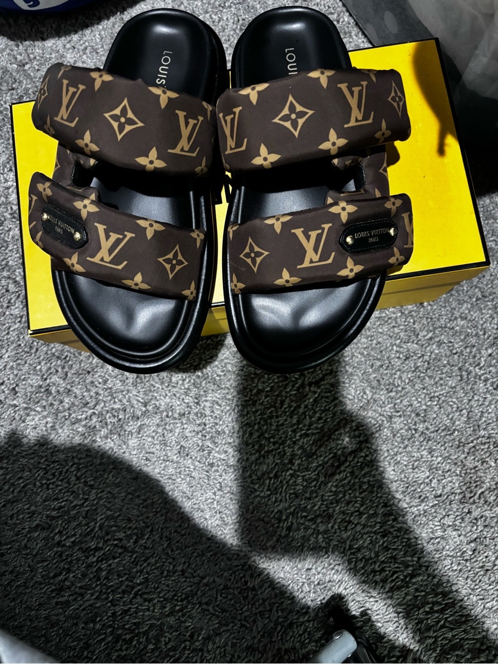 Louis Vuitton Monogram Padded Slide Sandals - Brown
